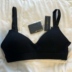 Kindred Bravely Ribbed Signature Cotton Nursing & Maternity Bra, small, black